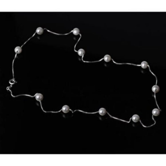 NEW 925 Sterling Silver Pearl Necklace - Picture 7 of 8